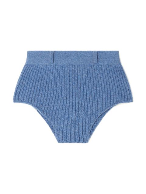 Alanui Knitted Ribbed Denim-No-Denim Culotte