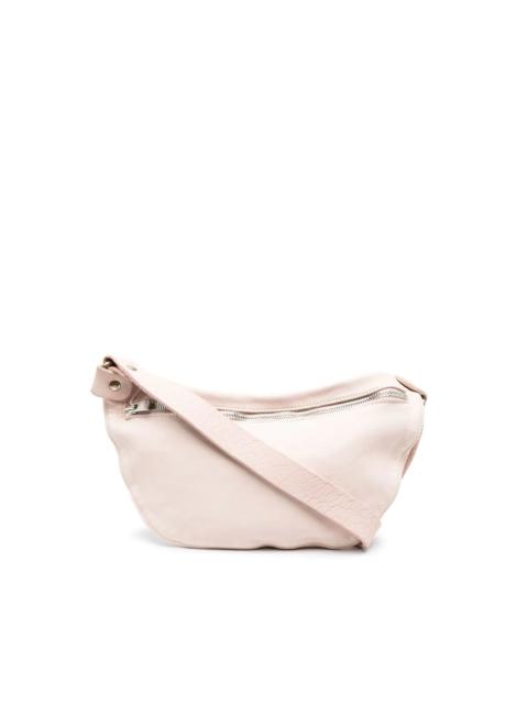 zipped leather shoulder bag