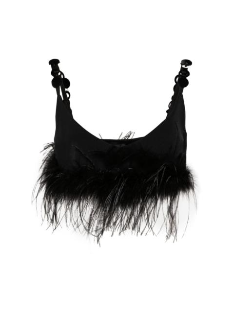 PINKO feather-detailed cropped top