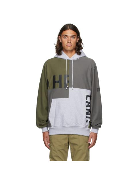 Helmut Lang patchwork 로고 인쇄 pullover 후드