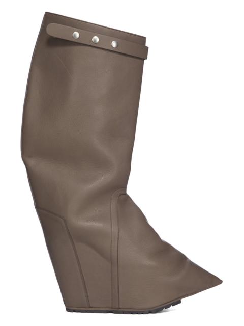 Rick Owens Rick Owens Taconaska Pointed Toe Leather Wedge Knee High Boot in Dust