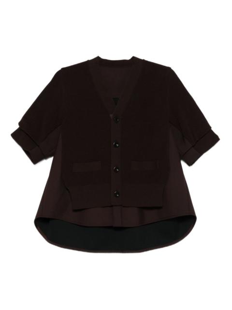 sacai button-front layered cardigan