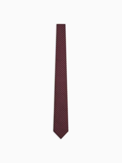 Pure silk tie with jacquard micro-check motif