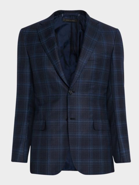Brioni Men's Plaid Single-Breasted Blazer Jacket
