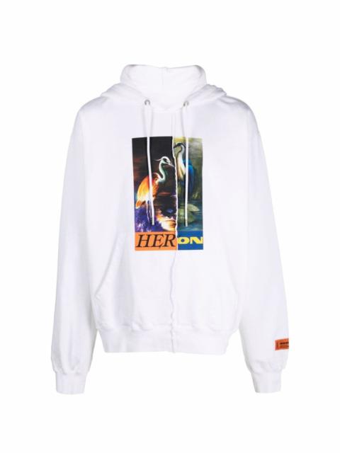 split-herons print hoodie