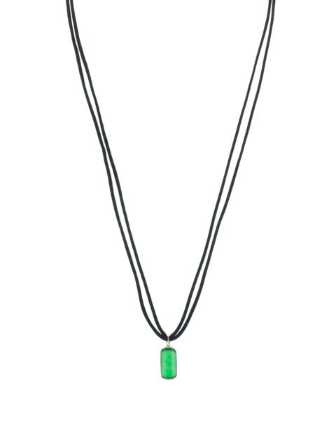GABRIELA HEARST Amazonia Necklace in Imperial Green Jade, Black Silk & White Diamonds