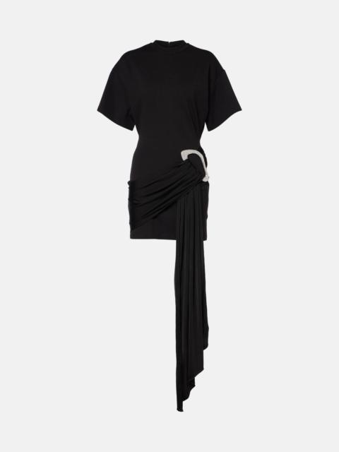David Koma Embellished draped jersey minidress