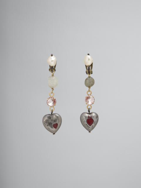 LUCKY HEARTS LONG EARRINGS WITH PEARL