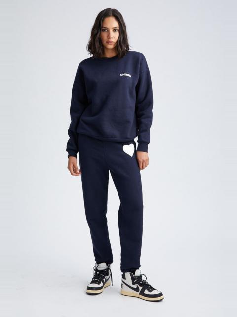SPRWMN NAVY COTTON HEART SWEATPANTS
