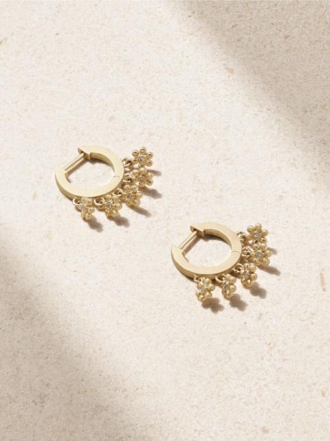 SYDNEY EVAN Daisy 14-karat gold diamond hoop earrings Gold