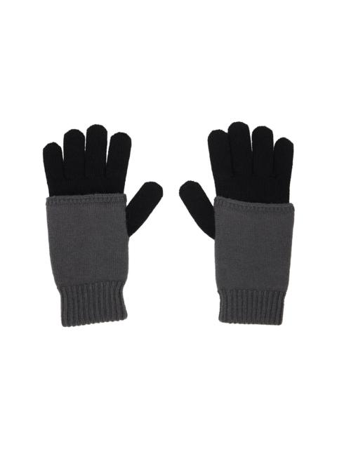MM6 Maison Margiela Black & Gray Two-Tone Knit Gloves