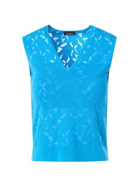 AKRIS Women's Burnout Intarsia Wool-Blend Top - Twilight