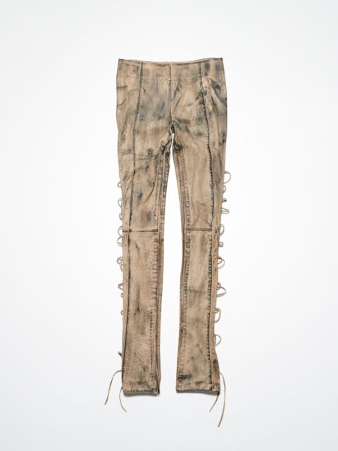Acne Studios Leather lace-up trousers - Beige/green