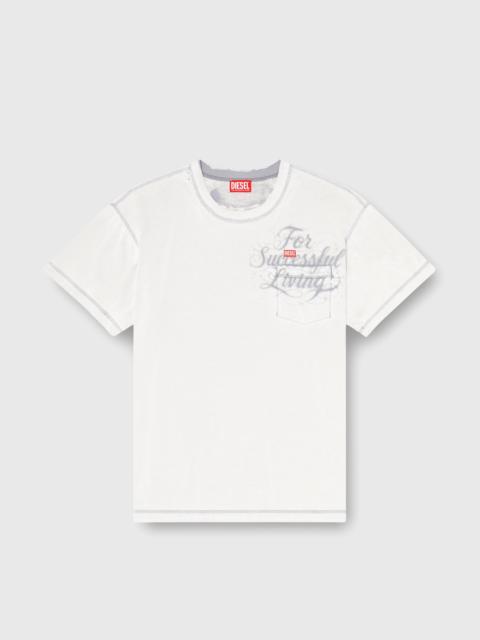 Diesel T-SHIRT WITH CHEST POCKET AND GRAPHIC PRINT