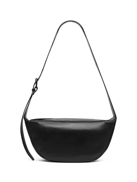 Adjustable Leather Crescent Bag black