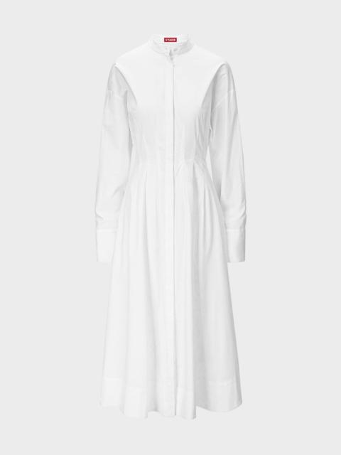 STAUD Lorenza Cotton Poplin Midi Shirt Dress