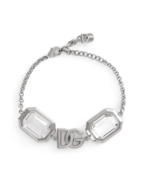 Dolce & Gabbana Women's Silvertone & Crystal Logo Chain Bracelet - Silver