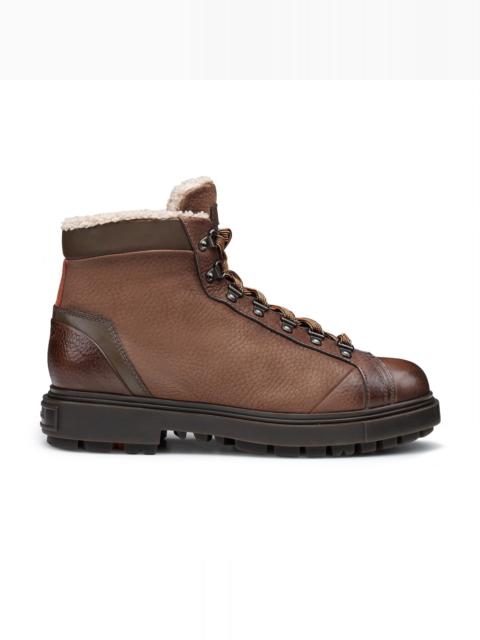 Santoni Men's dark brown leather hiking boot