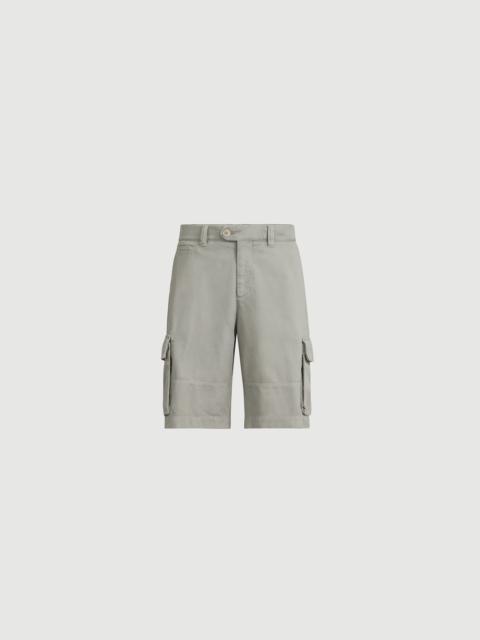 Brunello Cucinelli Garment-dyed Bermuda shorts in twisted cotton gabardine with cargo pockets