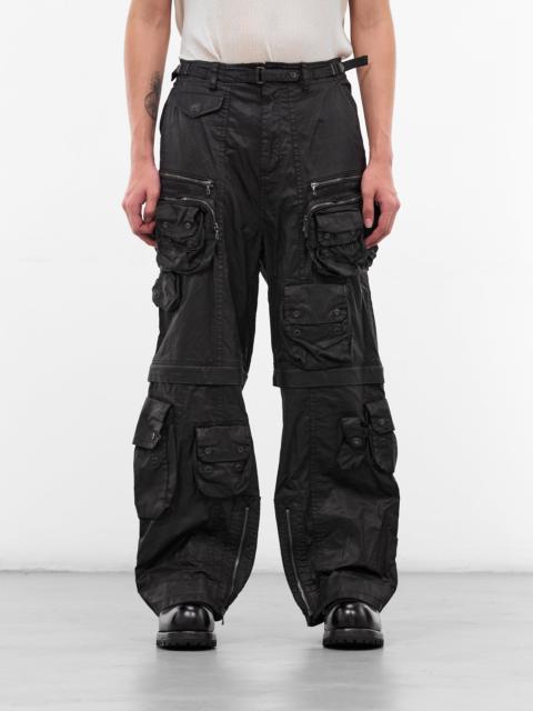 Julius Black Coated Canvas Cargo Pants
