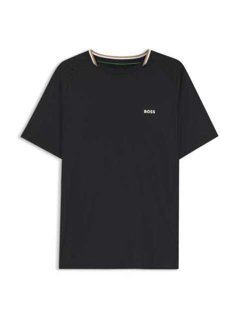 BOSS ACTIVE SLIM-FIT T-SHIRT WITH SIGNATURE-STRIPE COLLAR