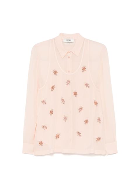 FENDI embroidered georgette shirt