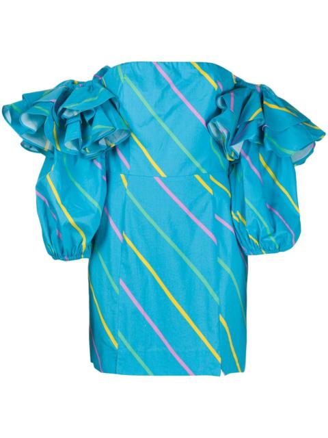 ROTATE Bethany striped-print dress