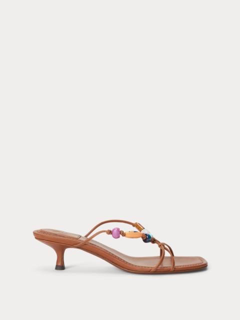 Polo Ralph Lauren Beaded Leather Kitten Heel Sandal
