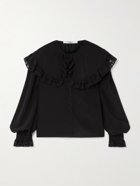 Chloé Lace-trimmed Organic Silk Blouse