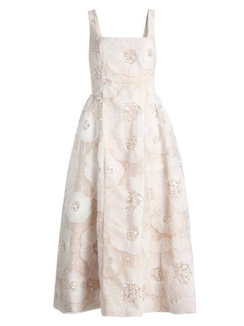 MILLY Women's Arianna Tulle Flower Beaded Dress - White