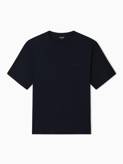 GIORGIO ARMANI COTTON AND MODAL T-SHIRT WITH EMBROIDERY