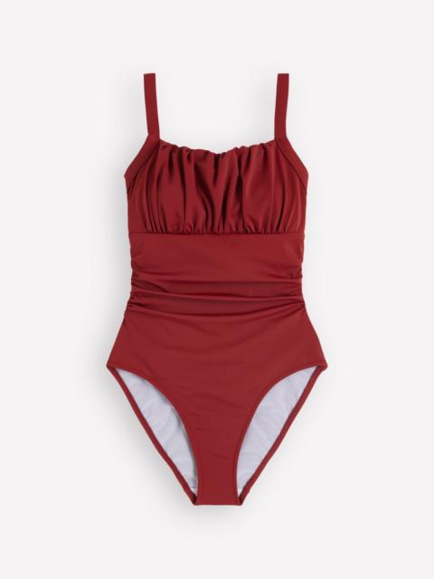 BODEN Skiathos Ruched Panel Swimsuit-Paprika