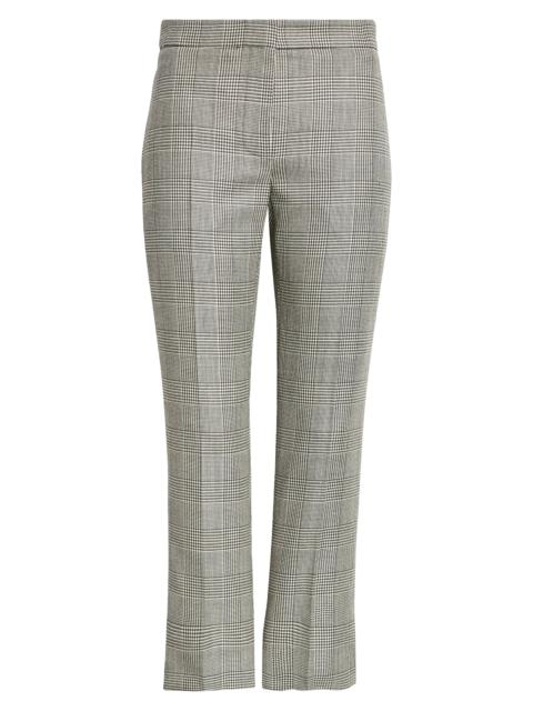Alexander McQueen Prince of Wales Plaid Ankle Wool Cigarette Pants in Black/Ivory