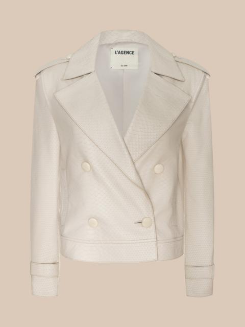 L'AGENCE Xoey Cropped Leather Trench Coat