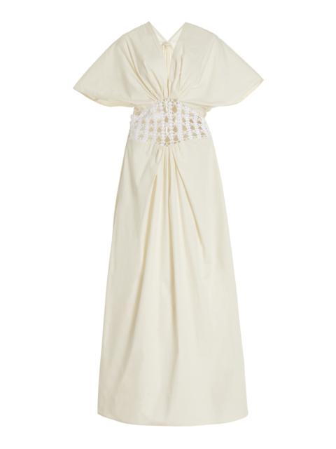 diotima Exclusive Crochet-Detailed Cotton Maxi Dress neutral