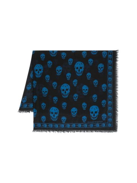 skull-print frayed scarf