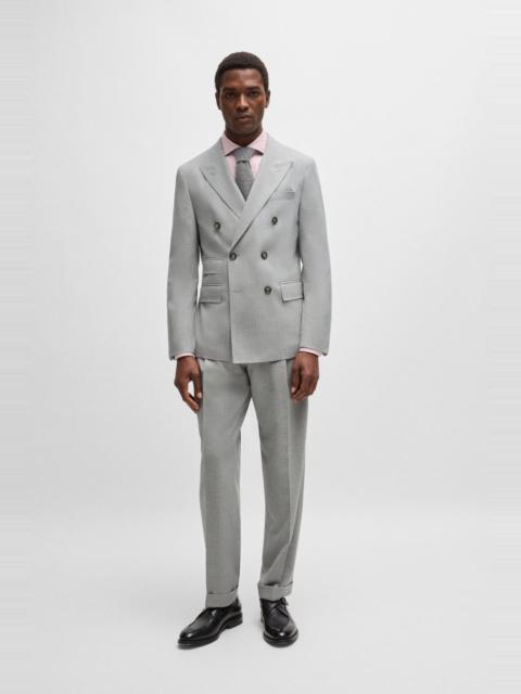 BOSS SLIM-FIT DOUBLE-BREASTED SUIT IN CHECKED WOOL