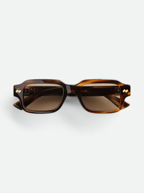 Bottega Veneta BV1442S Intrecciato Rectangular Sunglasses