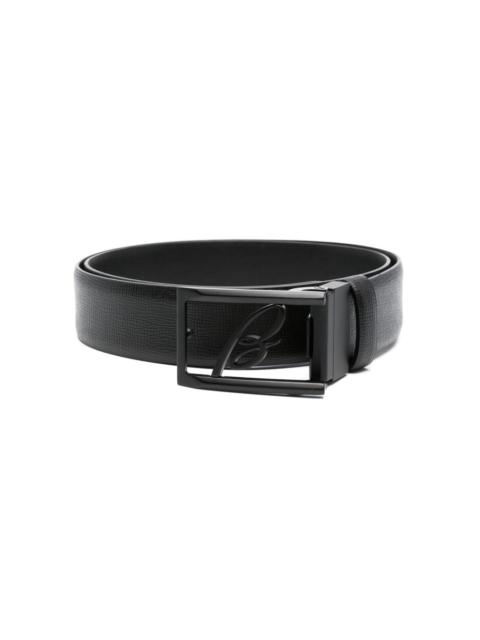 tonal logo-buckle leather belt