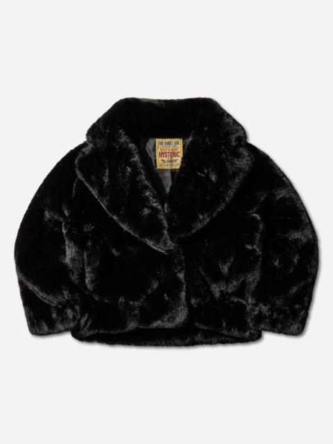 Hysteric Glamour Women's Fire Bear Embroidered Faux Fur Blouson Black