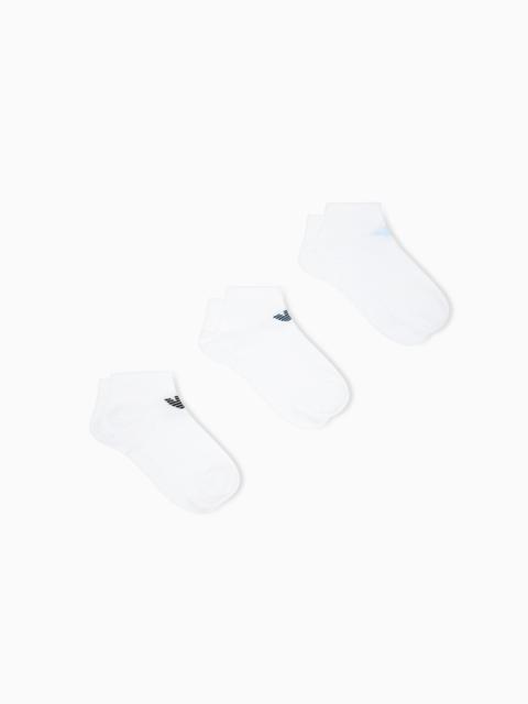 EMPORIO ARMANI THREE-PACK OF ANKLE SOCKS WITH EAGLE LOGO