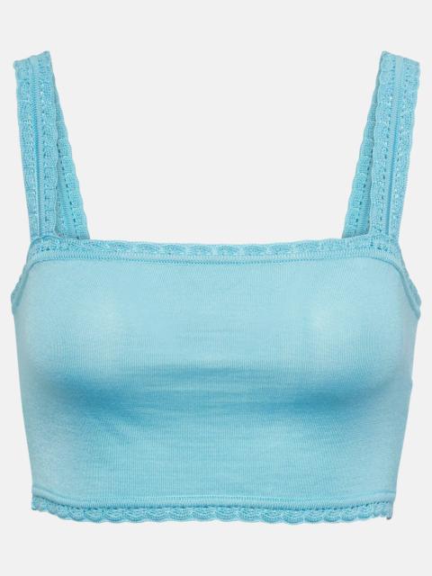 Dolce & Gabbana Lace-trimmed silk crop top