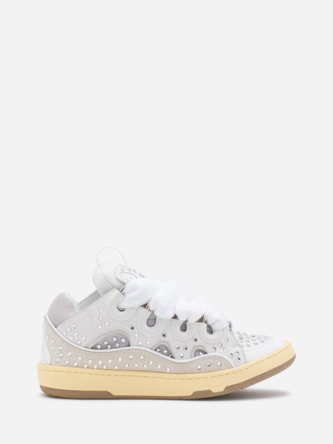 Lanvin CURB LEATHER SNEAKERS WITH RHINESTONES