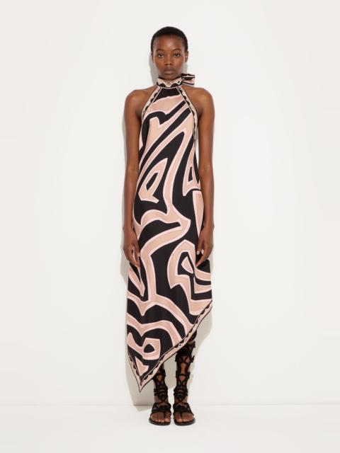 PUCCI LABIRINTO PRINT SILK DRESS WITH HALTER NECKLINE