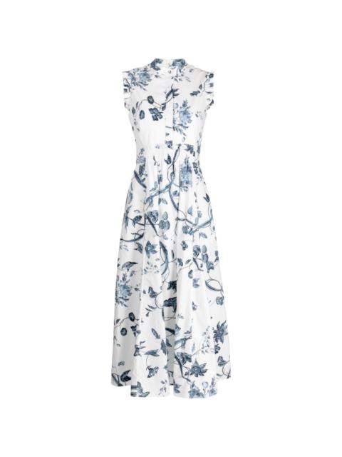 floral-print sleeveless midi dress