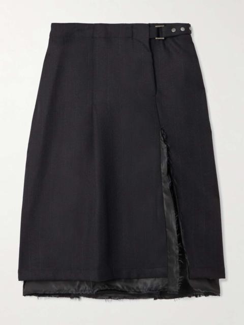Our Legacy Maitre D frayed pleated pinstriped wool-blend midi skirt