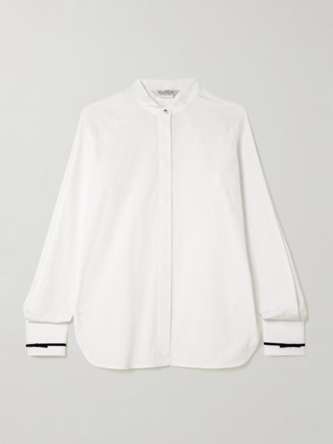 Max Mara Otranto Grosgrain-trimmed Cotton-blend Poplin Shirt