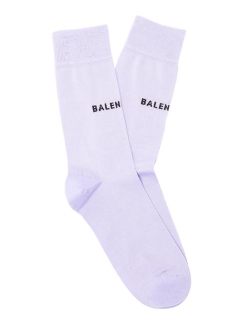 BALENCIAGA Logo-Knit Cotton-Blend Socks purple