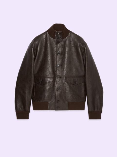 GG leather bomber jacket