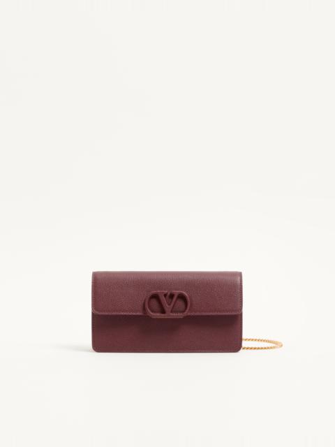 Valentino VLOGO SIGNATURE GRAINY CALFSKIN WALLET WITH CHAIN